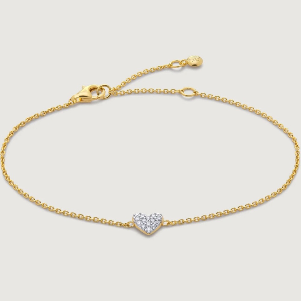 Monica Vinader - Lab Grown Diamond Heart Chain Bracelet - Picture 2 of 5